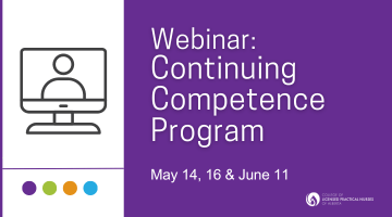 Webinar: Continuing Competence Program <br> (May 14 & 16, and June 11)